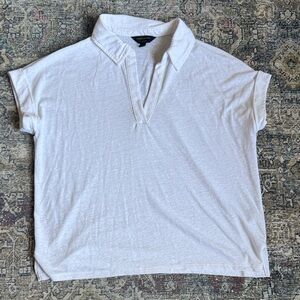 Banana Republic White linen Polo Shirt